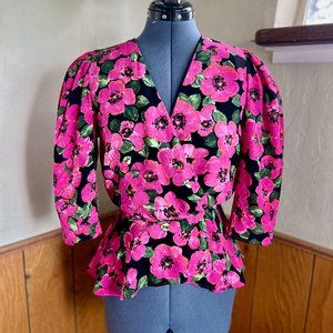 ZARA Floral 3/4 Sleeve Blouse